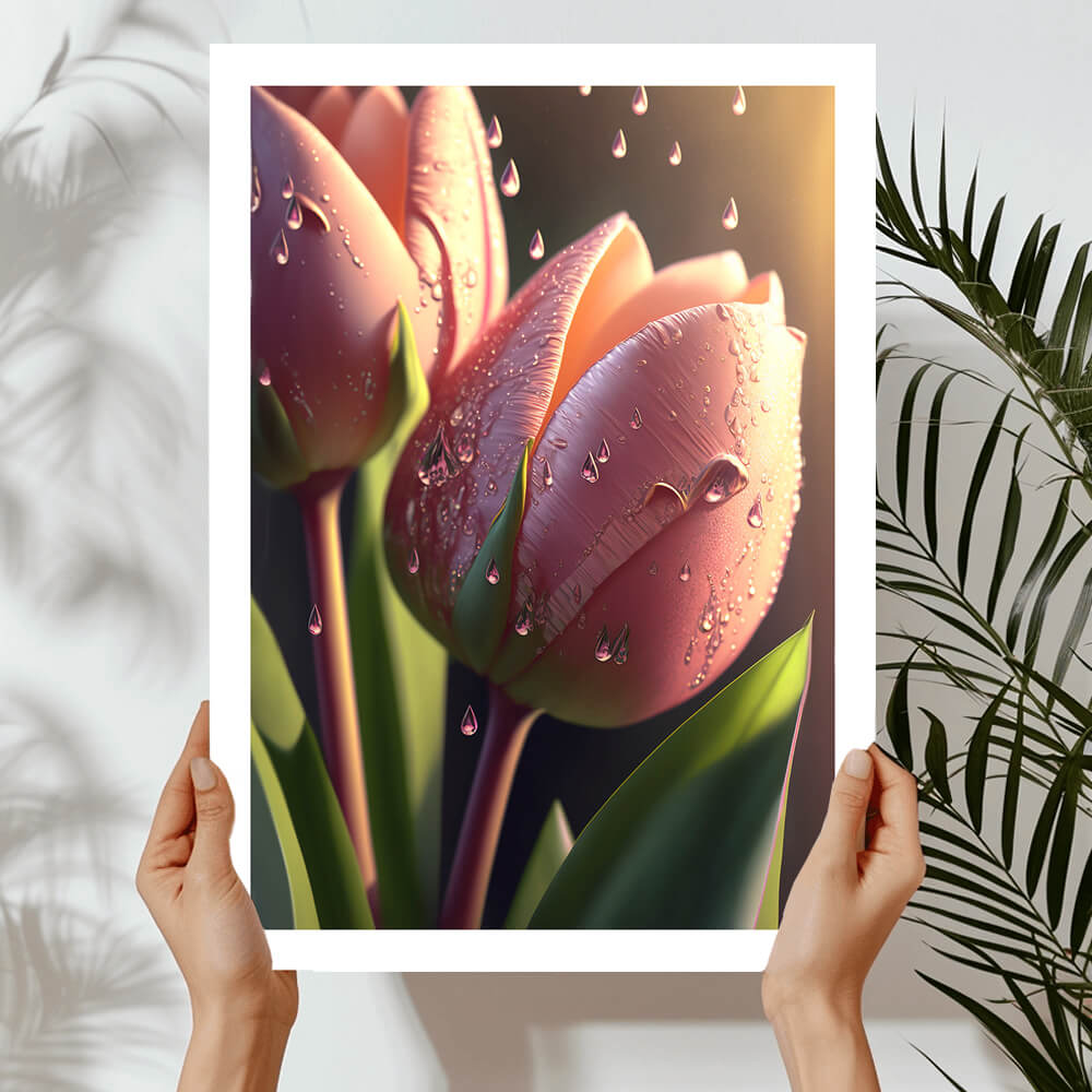 Rosa Tulpe Kunstdruck