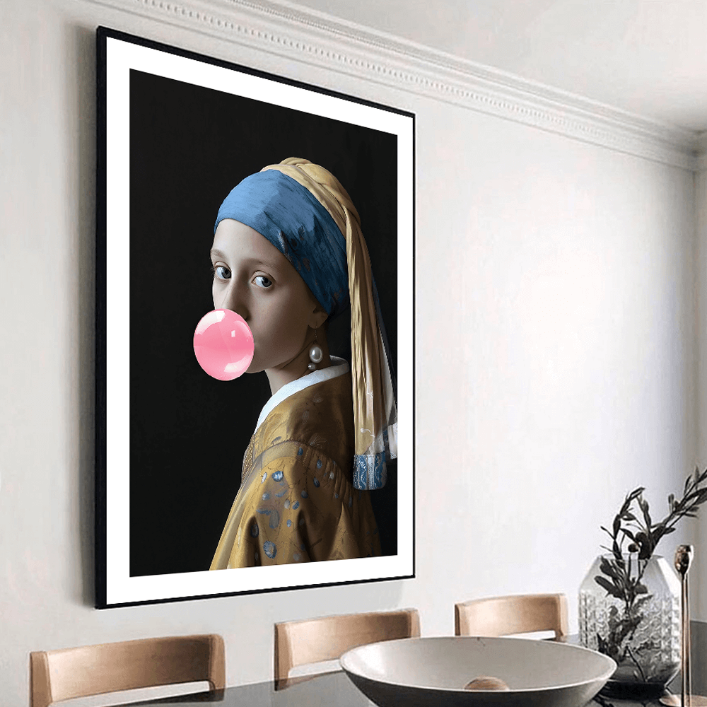 Girl with a pearl earring - Bubble Pop Art Print - Free Printable Art