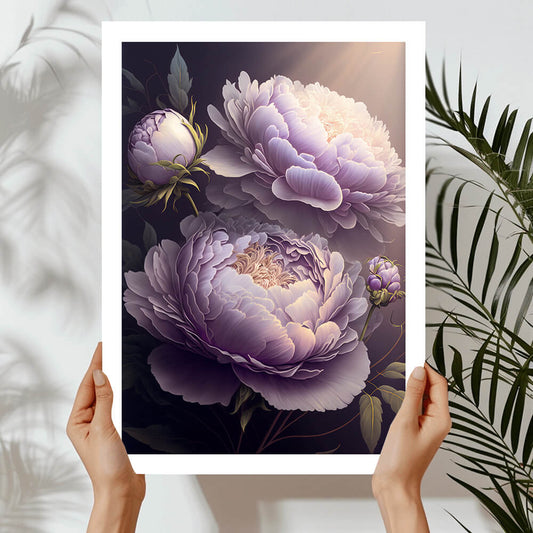 Priontáil Ealaíne Lilac Peonies
