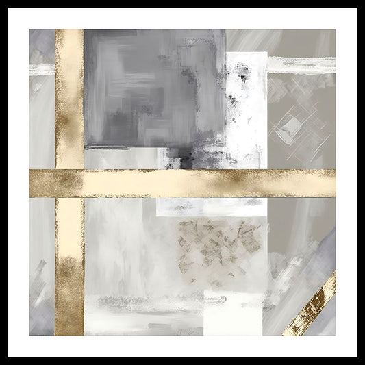 Golden Patchwork (3) Abstract Art Print