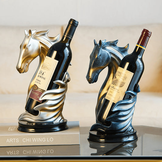 Gold or Blue Horse Wine Bottle Holder - Jasmine and Jade Interiors