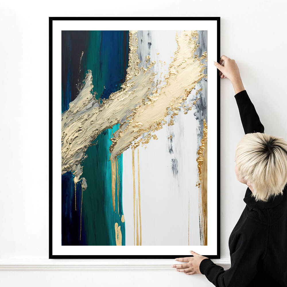 Emerald and Gold (2) Abstract Art Print