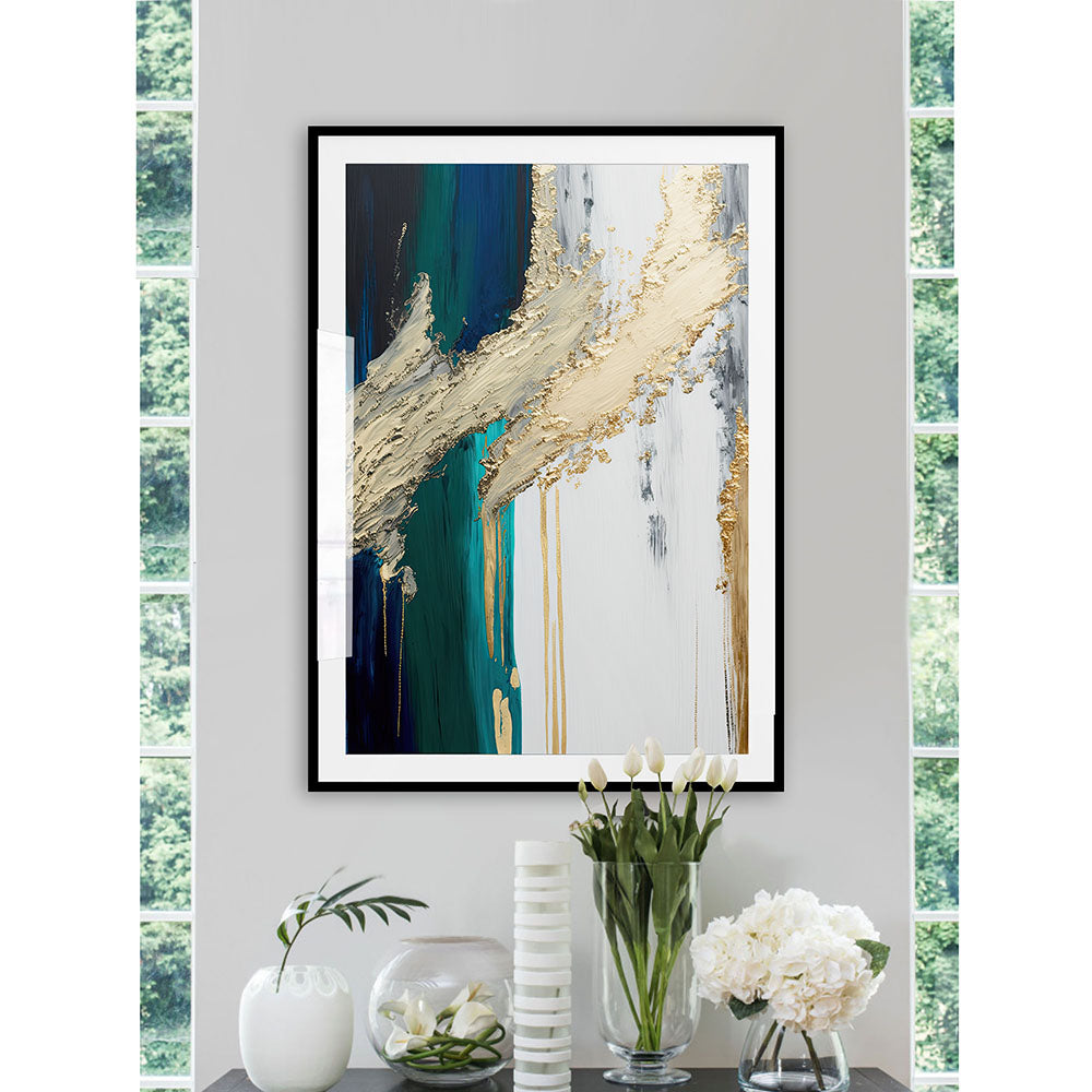 Emerald and Gold (2) Abstract Art Print
