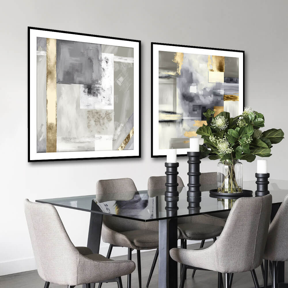 Golden Patchwork (2) Abstract Art Print