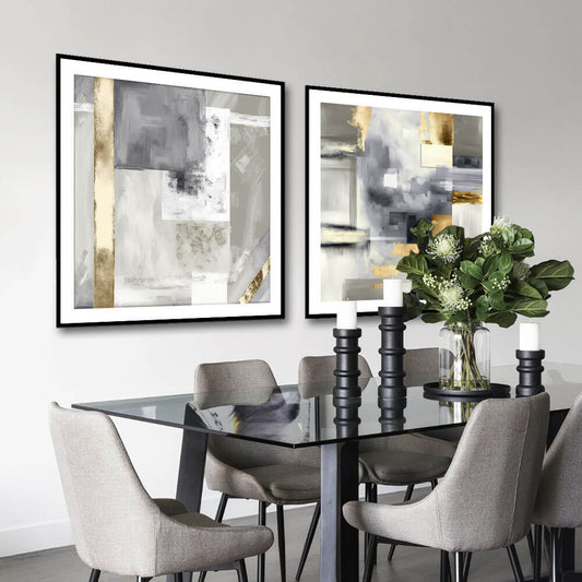 Golden Patchwork (2) Abstract Art Print