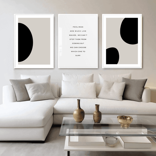 Black - Beige Abstract Art Print (A)