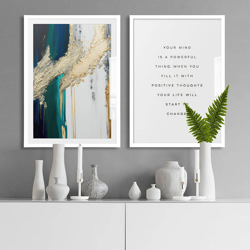 Emerald and Gold (2) Abstract Art Print
