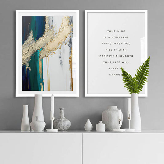 Emerald and Gold (2) Abstract Art Print