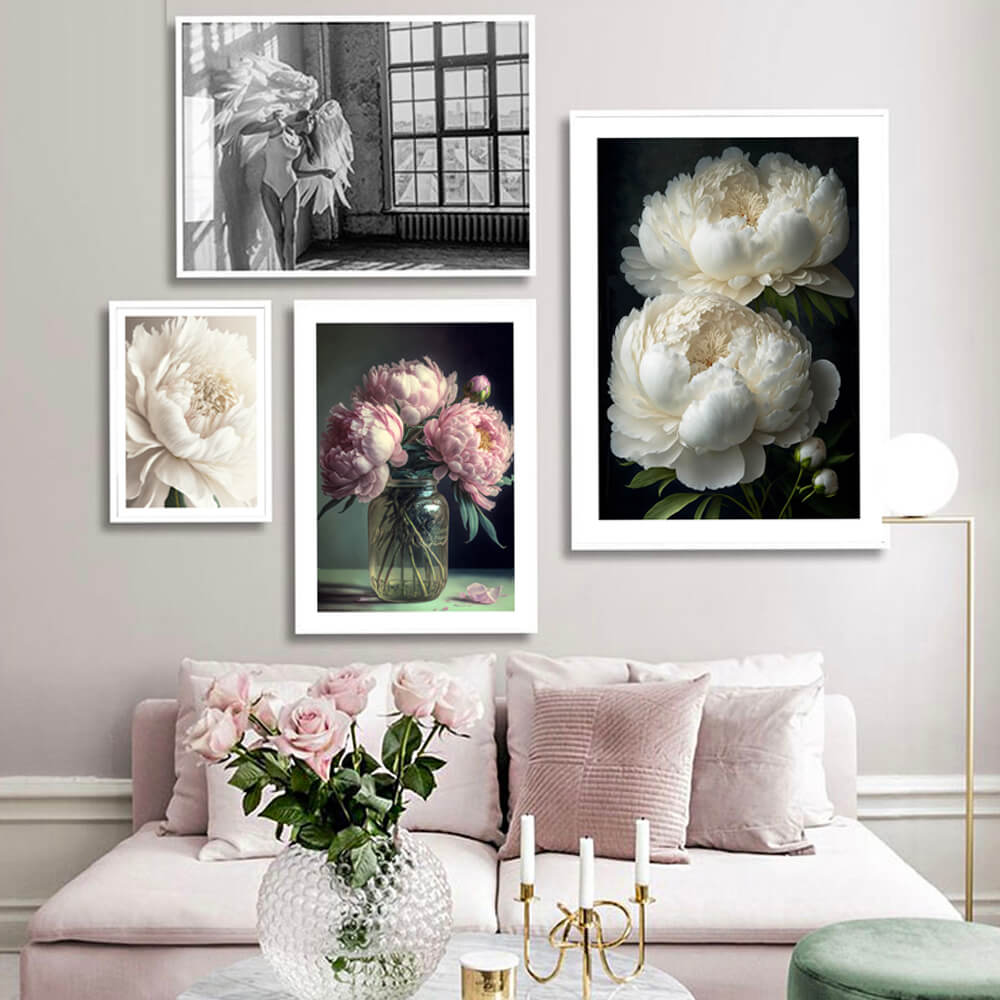 Cló Ealaíne Bán Peony Flower