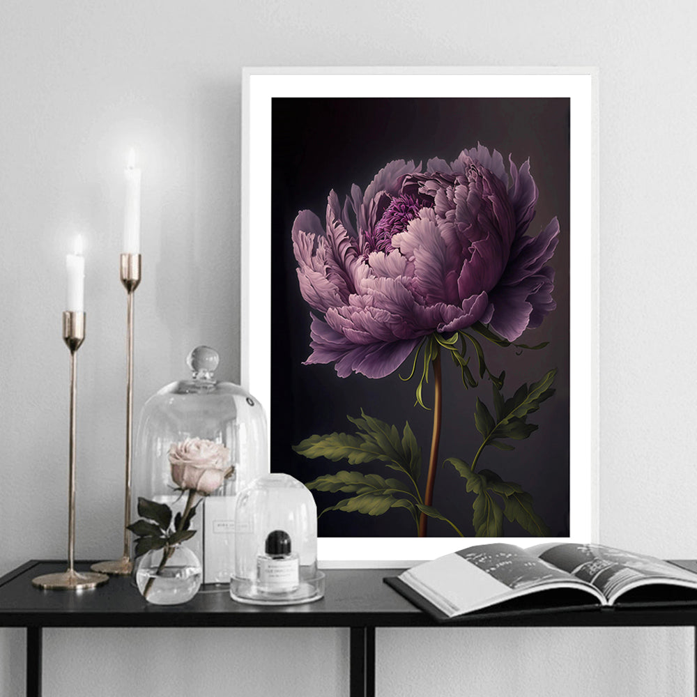 Lila Pfingstrose Blume Kunstdruck