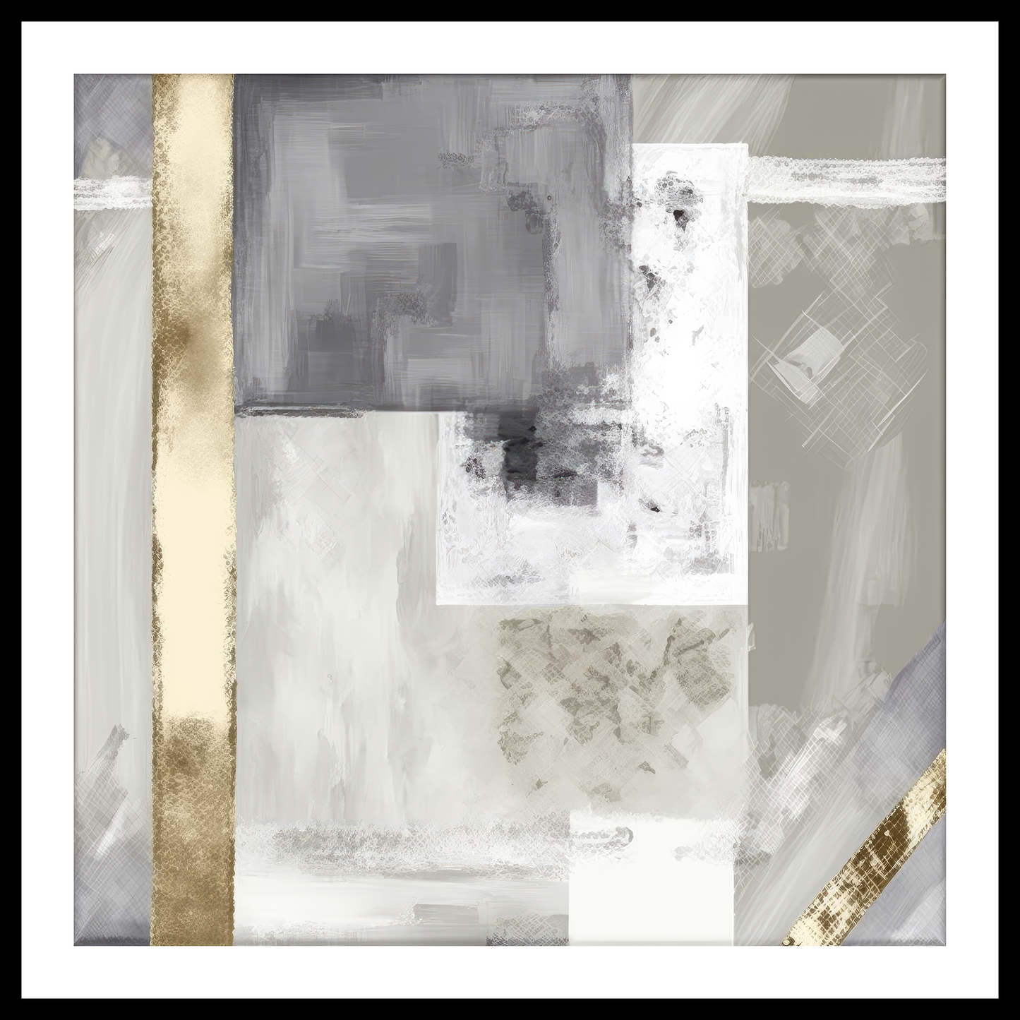 Golden Patchwork (2) Abstract Art Print