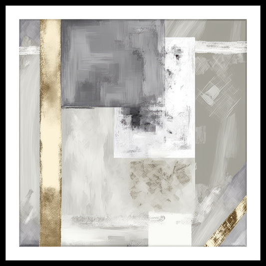 Golden Patchwork (2) Abstract Art Print