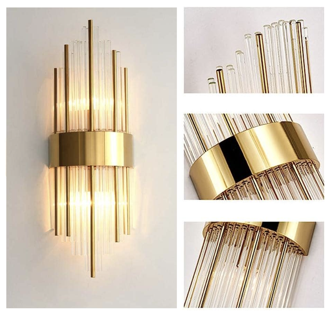 Modern Crystal Wall Lamp - Gold or Black