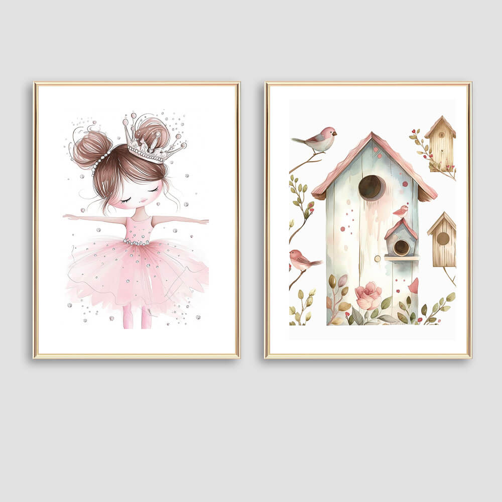 Nordic Birdhouse, Nursery Art Print