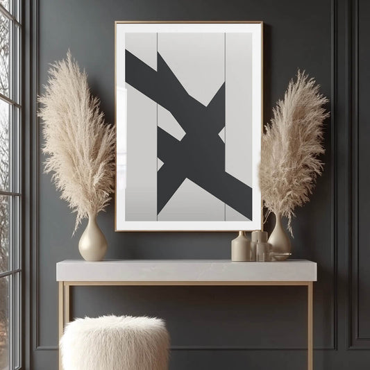 Geometric Black Line Art Print (A)