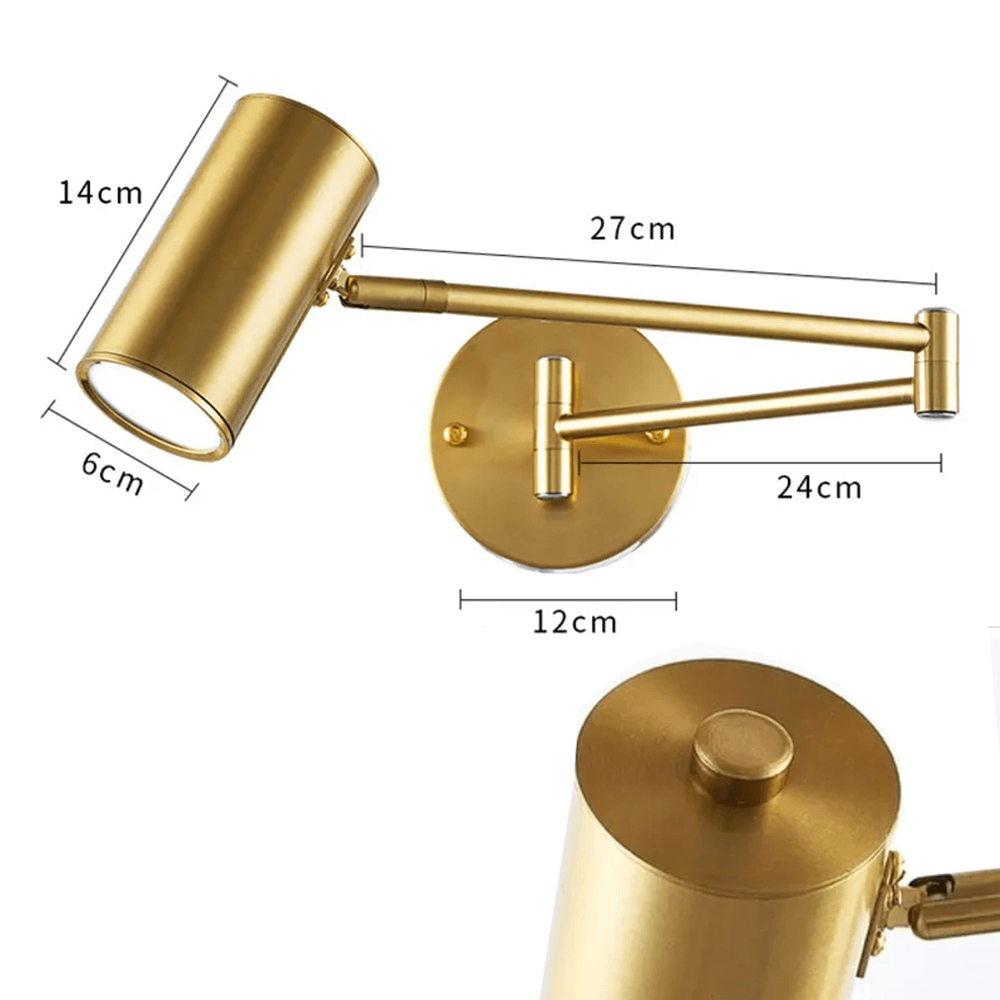 Industrial Adjustable Wall Lamp - Black or Gold
