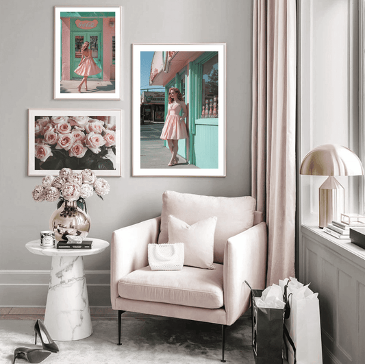 Vintage Meisjes Kunstprint