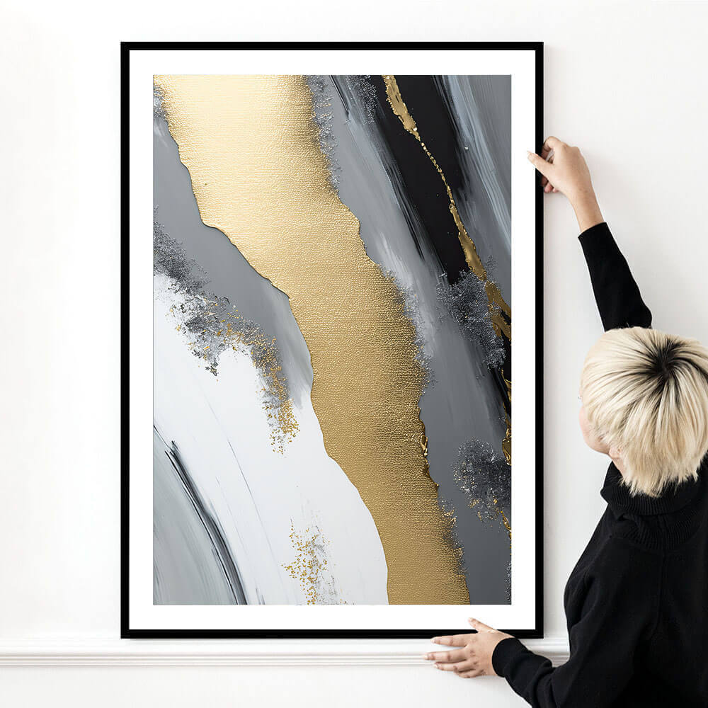 Minimalistischer Gold (1) Abstrakter Kunstdruck