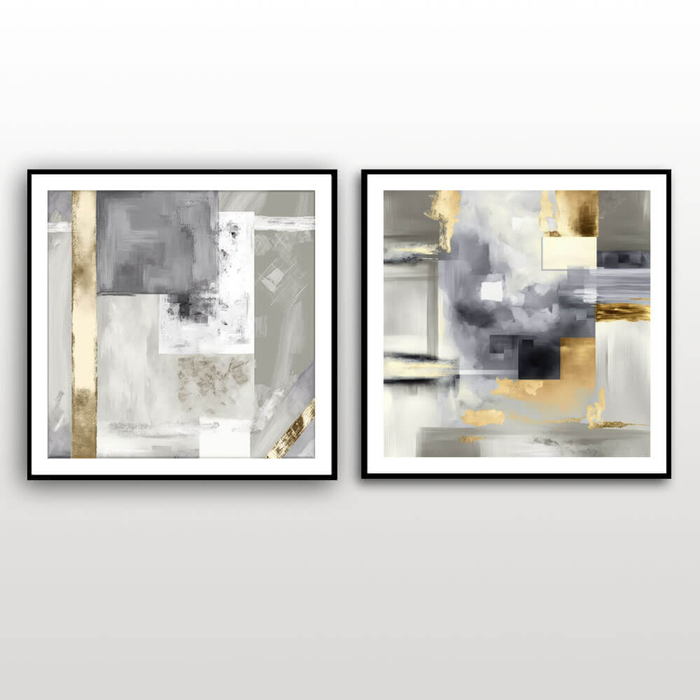 Golden Patchwork (2) Abstract Art Print