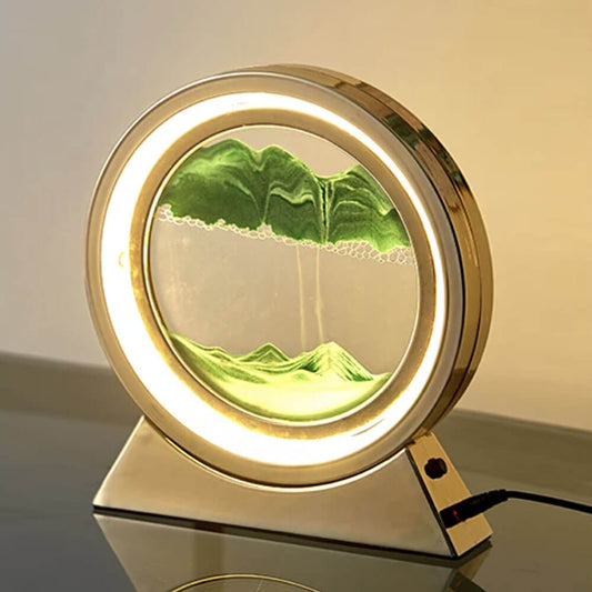 The Sands of Time Lamp - Forgó LED Sand Art lámpa - arany keret