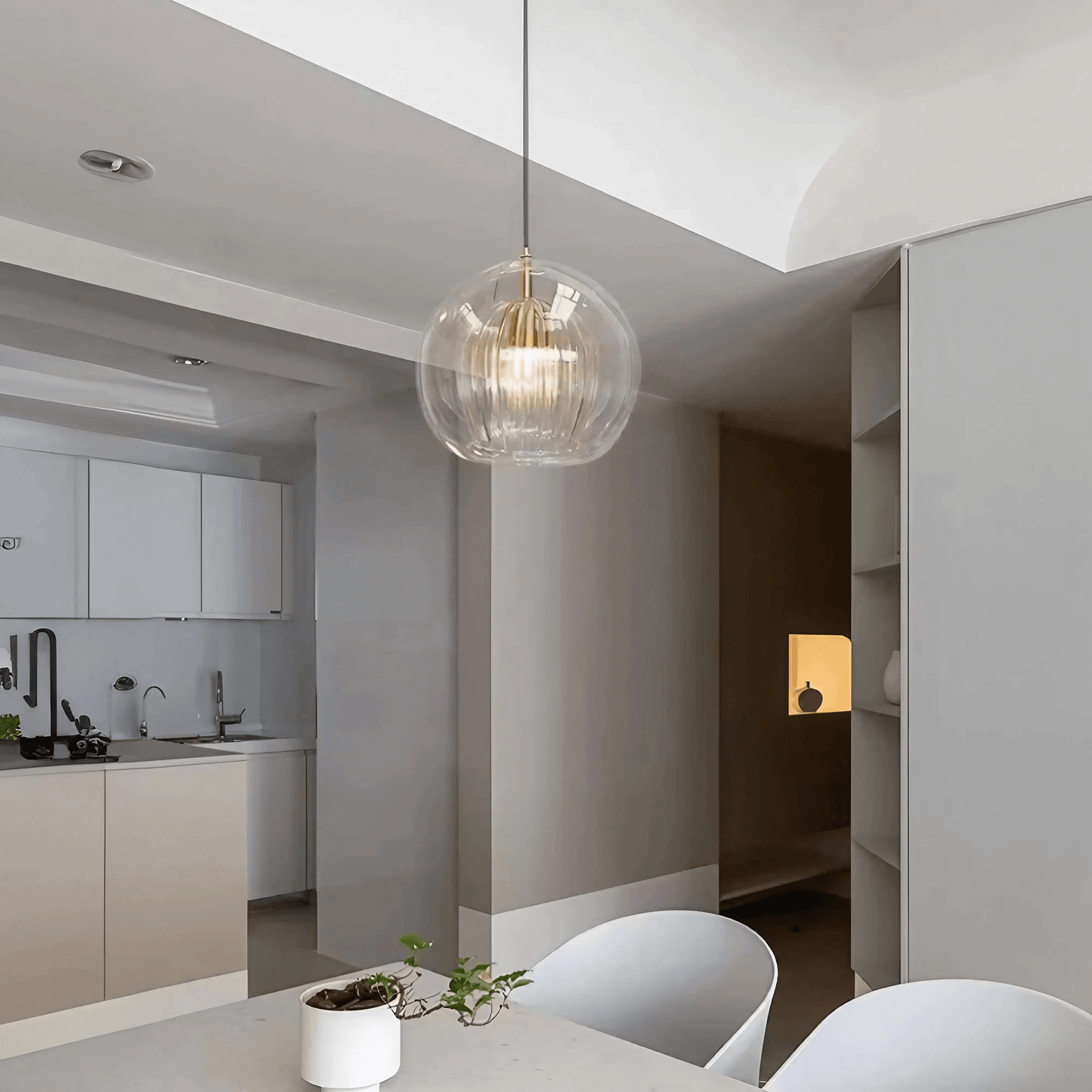 Pleated Glass Pendant Light - 3 Colours