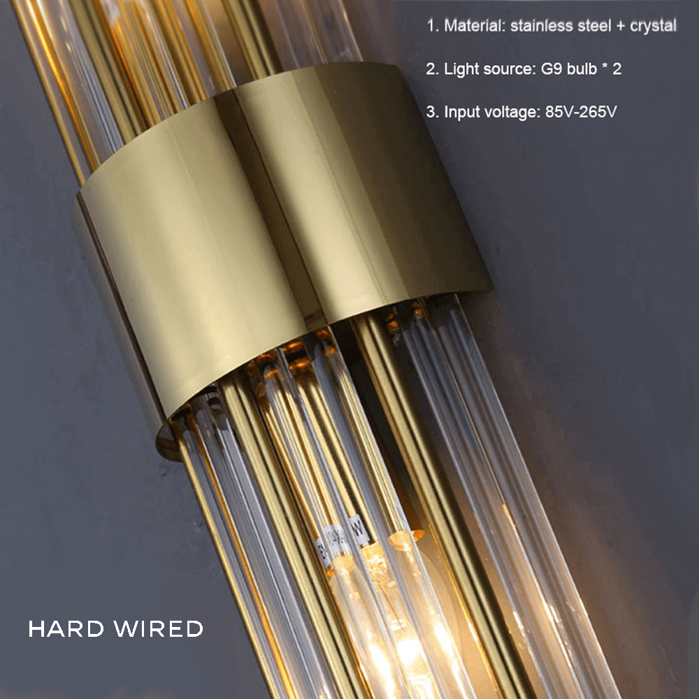 Crystal glass and gold wall light, wall lamp