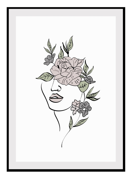 Impressão artística da senhora da flor boho
