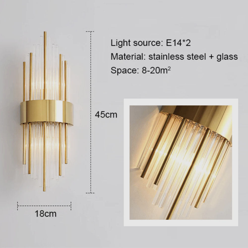 Modern Crystal Wall Lamp - Gold or Black