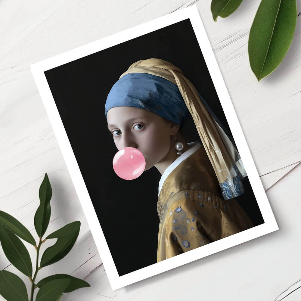 Girl with a pearl earring - Bubble Pop Art Print - Free Printable Art