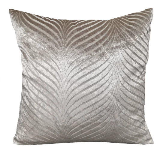 Luxury Taupe Velveteen Leaf Cushion - 43 x 43cm - Jasmine and Jade Interiors