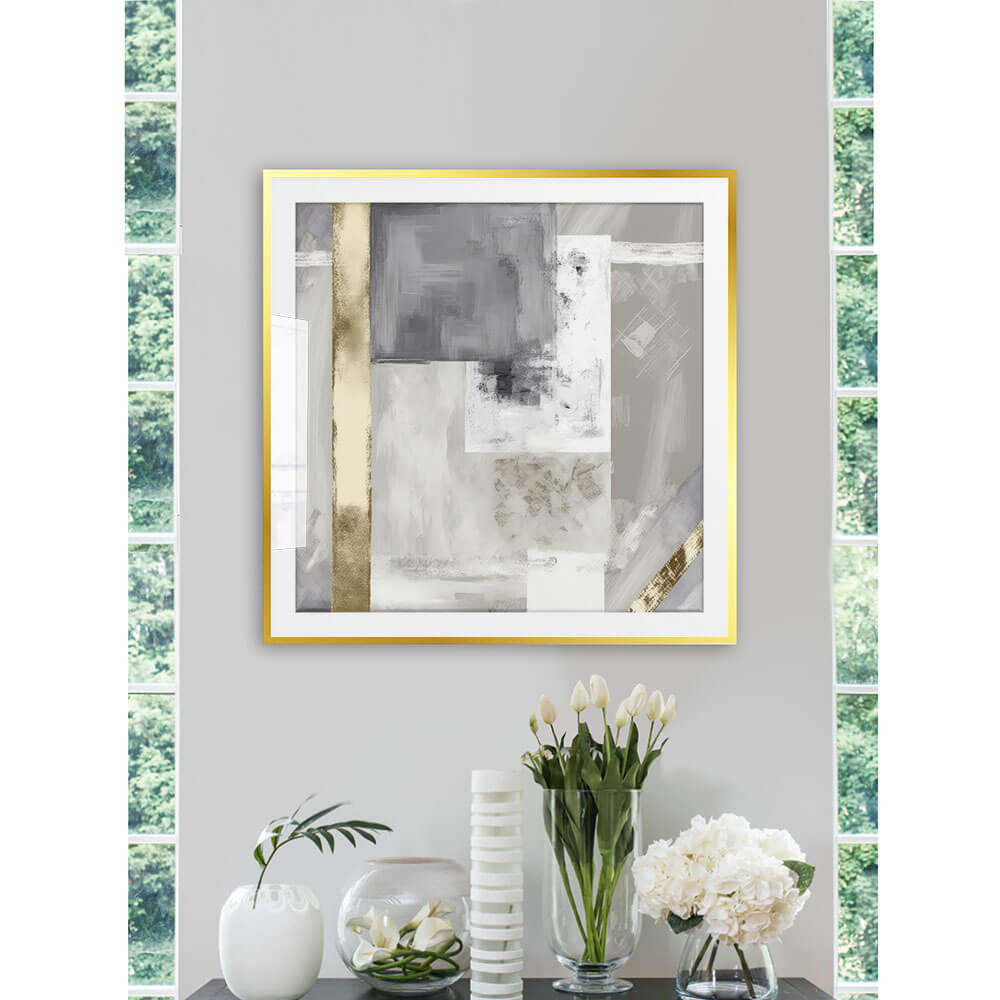 Golden Patchwork (2) Abstract Art Print