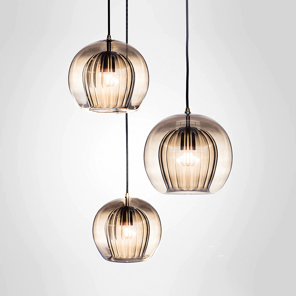 Luminária pendente de vidro plissado - 3 cores