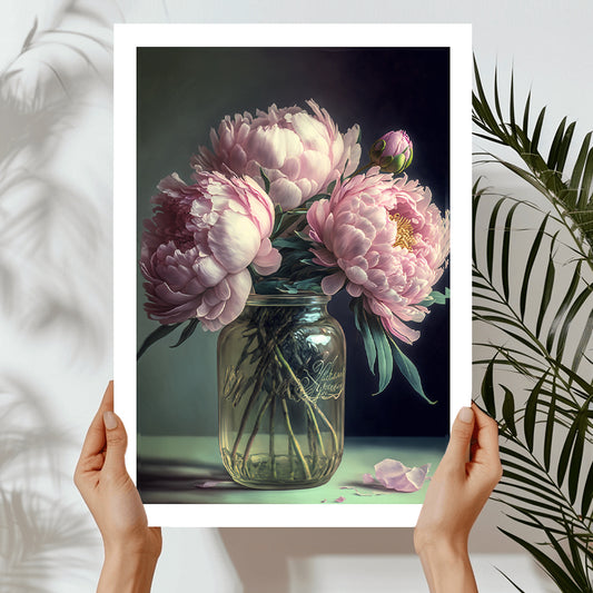 Peony Flower Vase Art Print