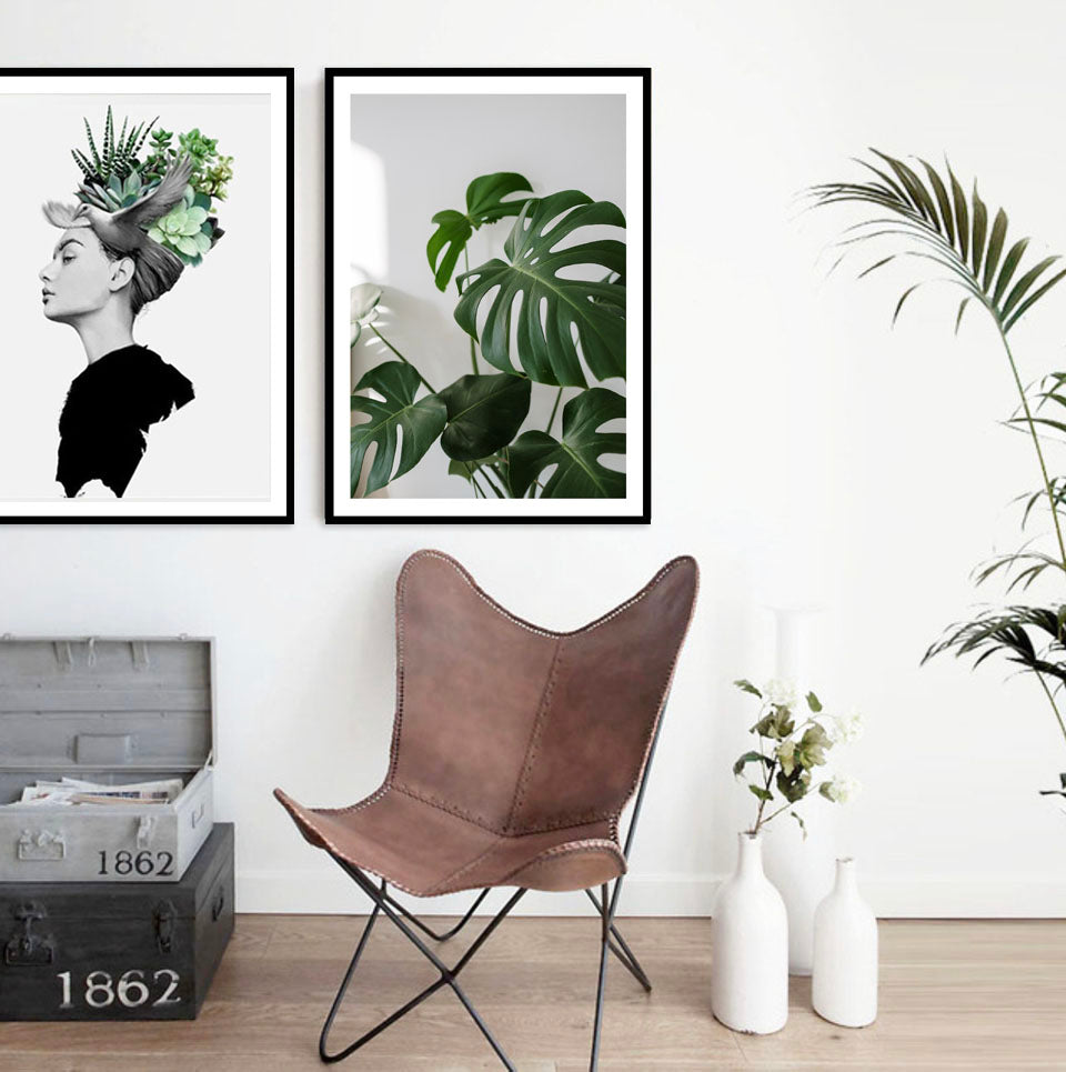 Botanical green plant art poster