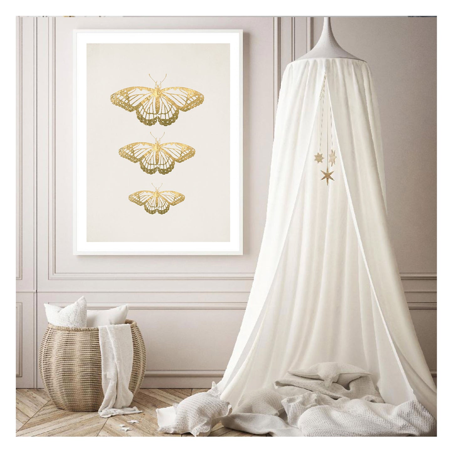Gold Butterflies Art Print - Jasmine and Jade Interiors