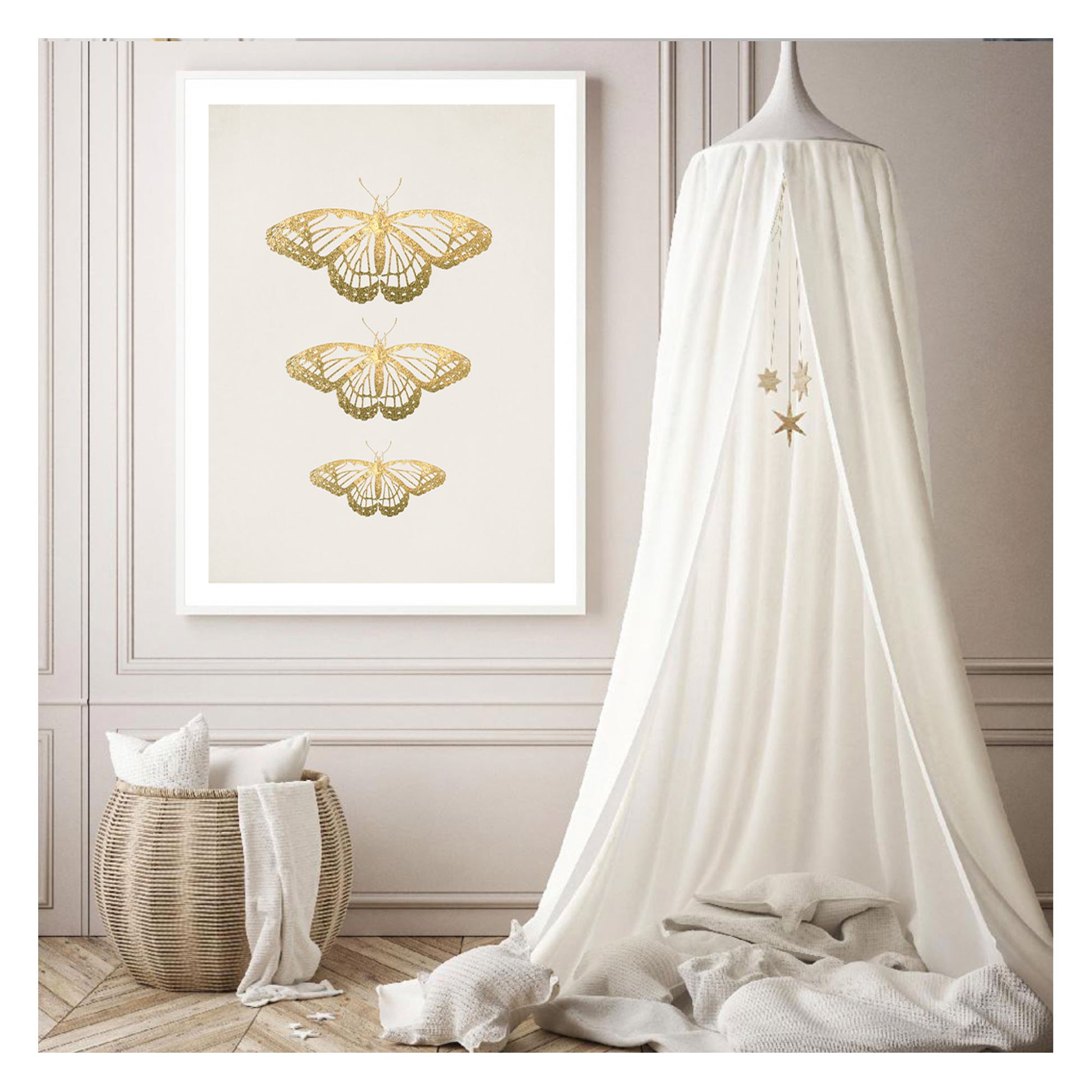 Gold Butterflies Art Print - Jasmine and Jade Interiors
