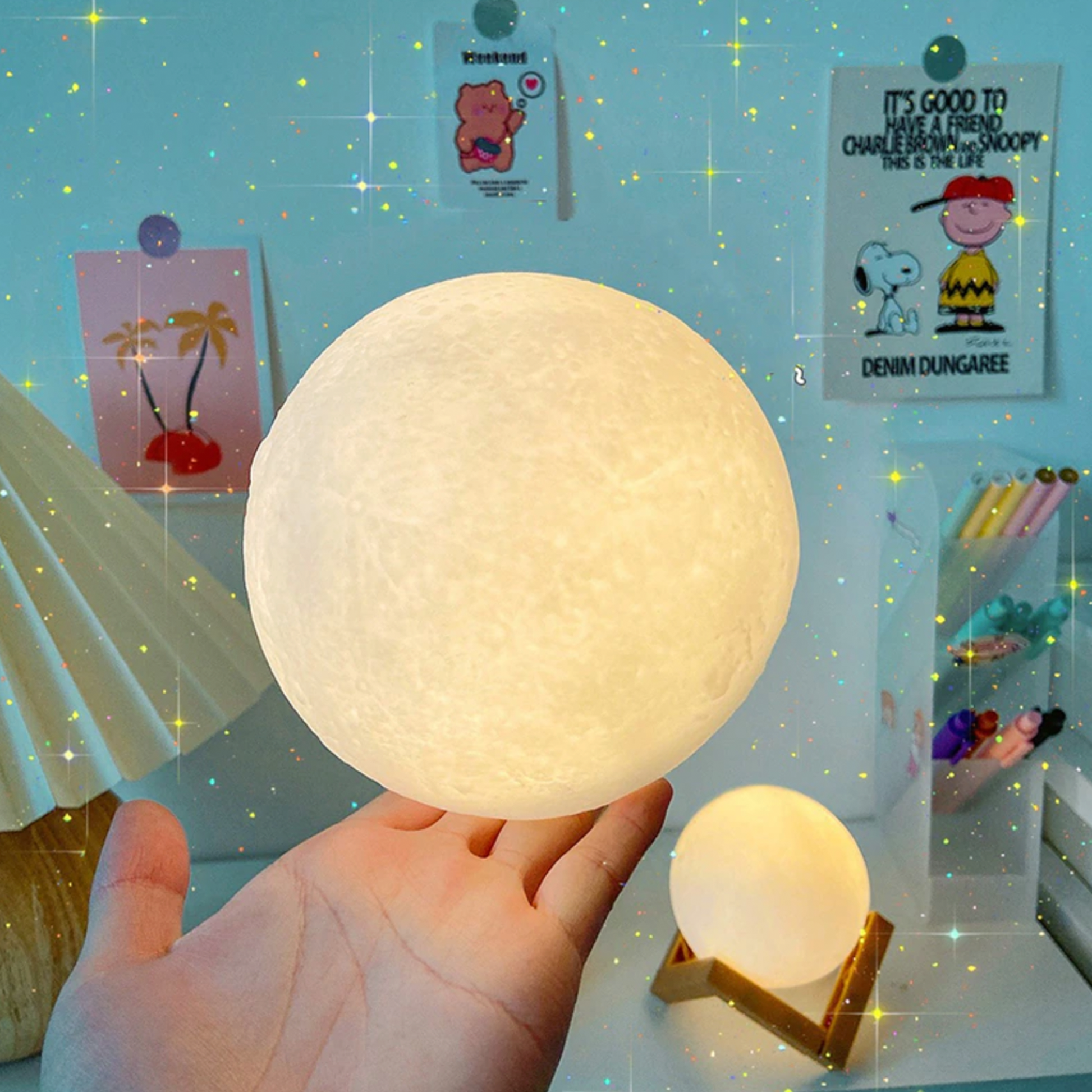 Colour Change Remote Control Portable Moon Lamp - 16 Colours - Jasmine and Jade Interiors