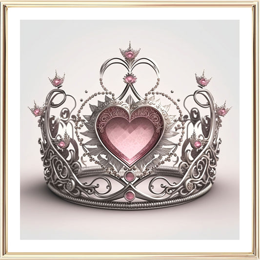 Pink Heart Crown Art Print