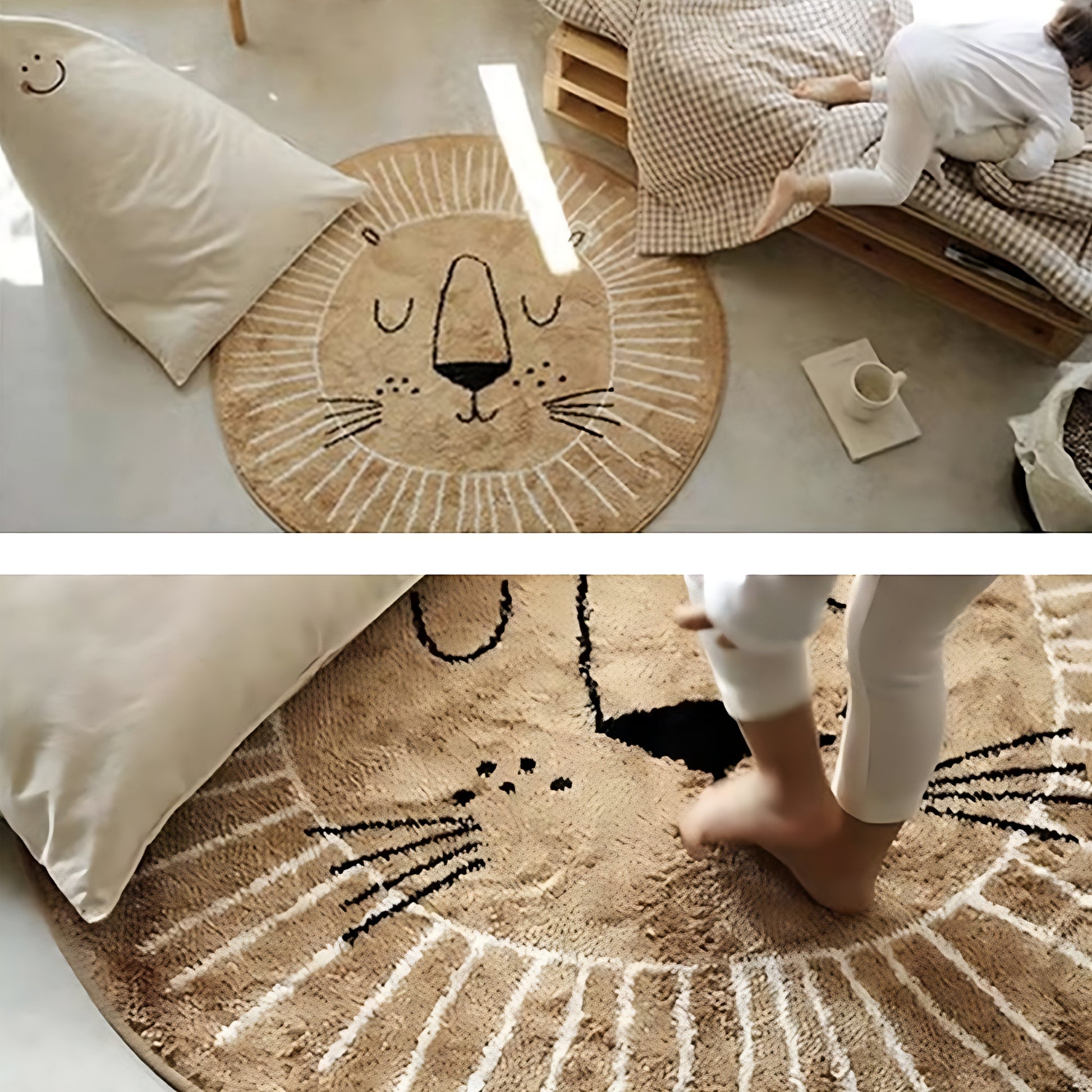 Boho Nursery Nordic Round Lion Rug