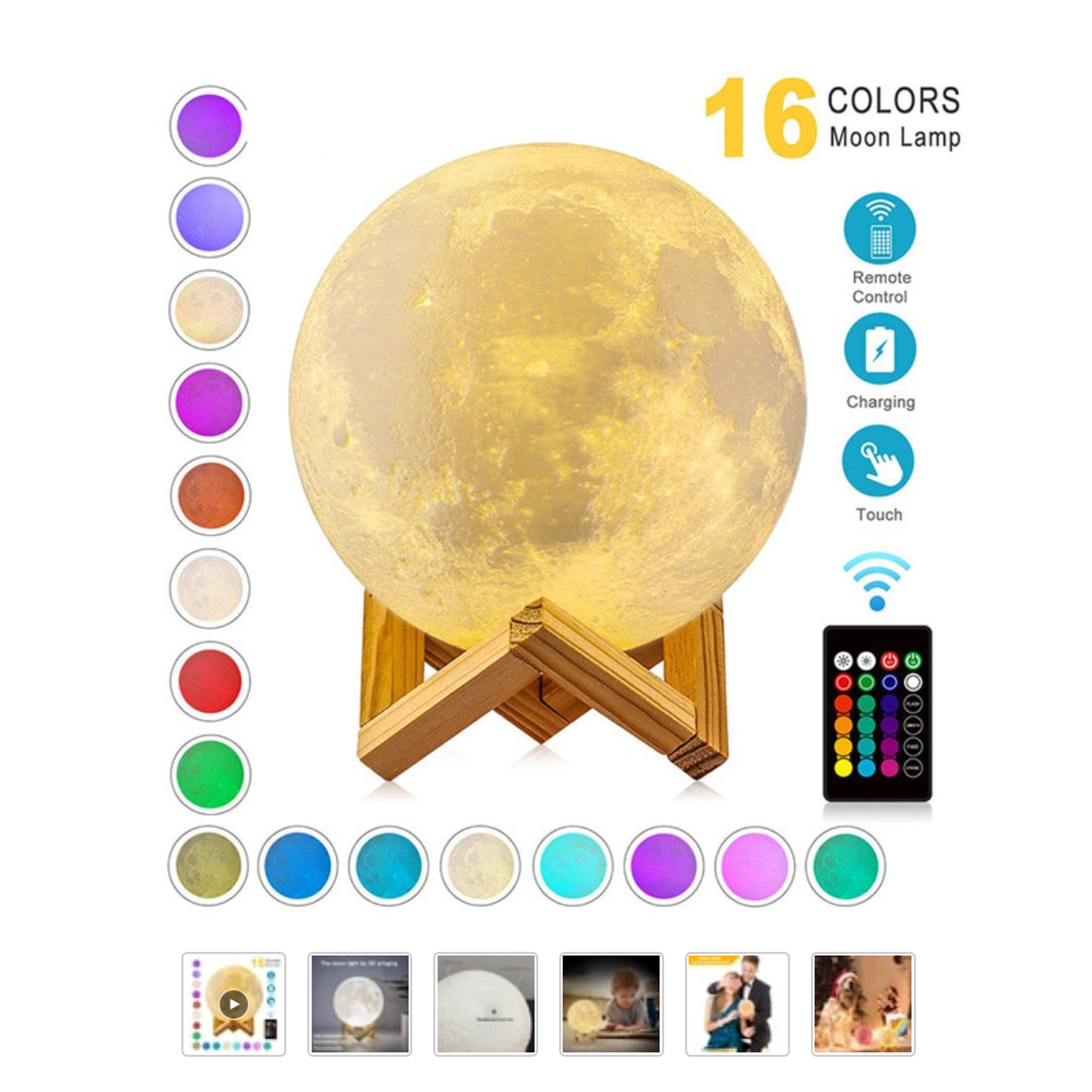 Colour Change Remote Control Portable Moon Lamp - 16 Colours - Jasmine and Jade Interiors
