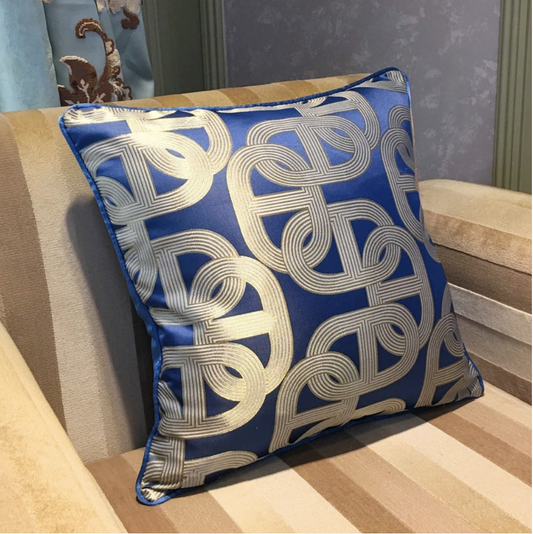 Sapphire Blue & Gold Cushion - 45 x 45cm - Jasmine and Jade Interiors