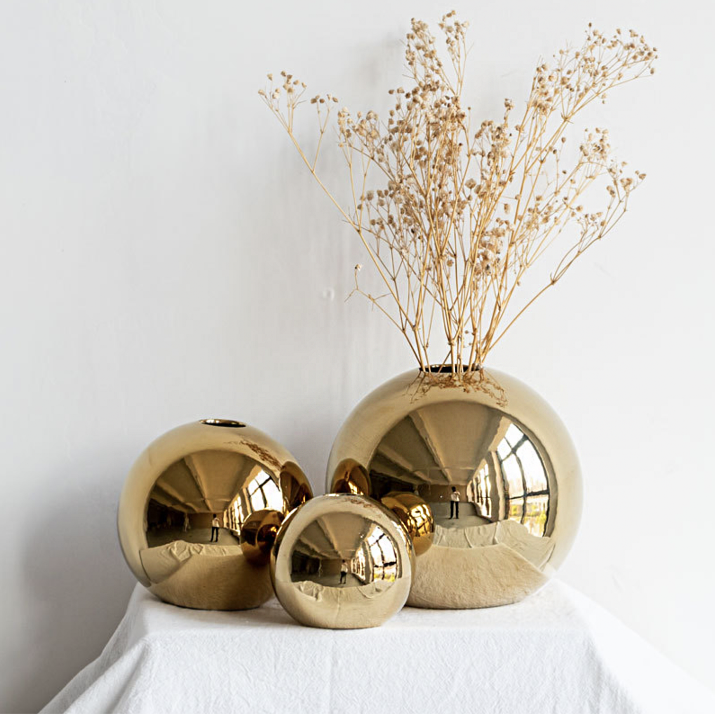 Electroplated Gold Vases - Jasmine and Jade Interiors