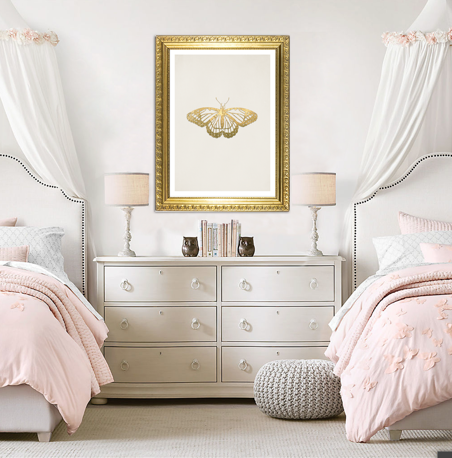Single Gold Butterfly Art Print - Jasmine and Jade Interiors