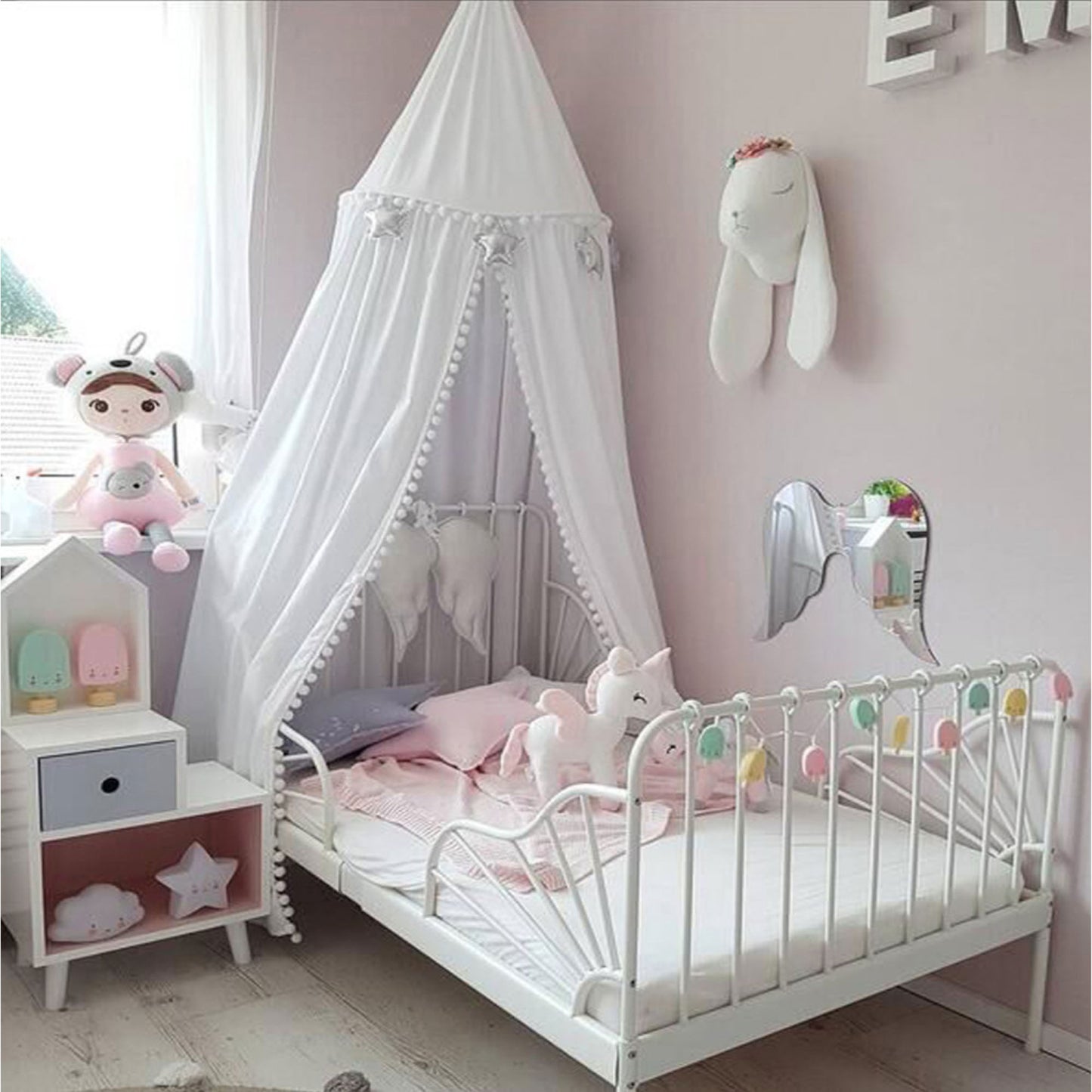 Pompom Bed Canopy - 3 Colours - Jasmine and Jade Interiors
