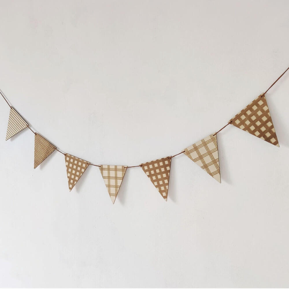 Nordic Wood Boho Nursery Wall Garland. Kids bedroom decor