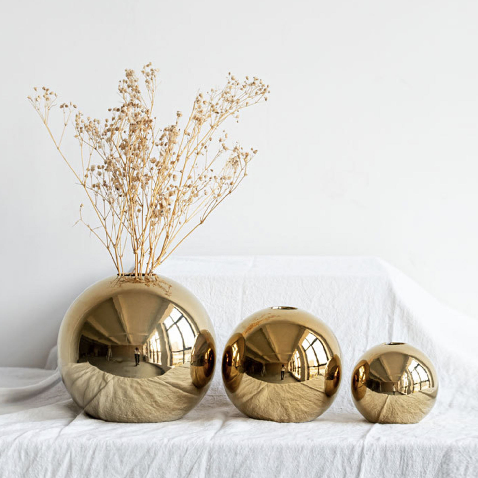 Electroplated Gold Vases - Jasmine and Jade Interiors
