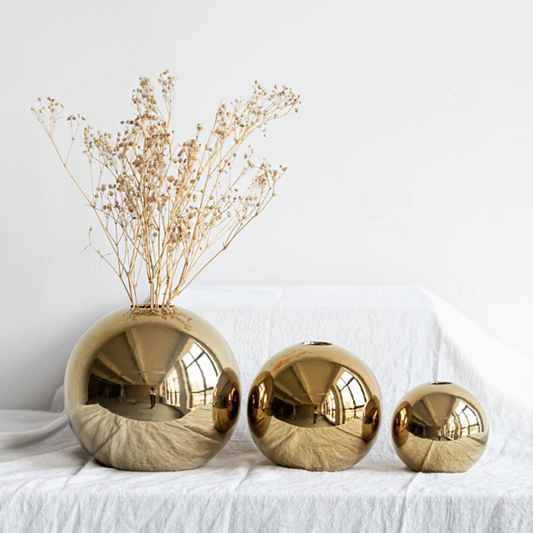 Electroplated Gold Vases - Jasmine and Jade Interiors