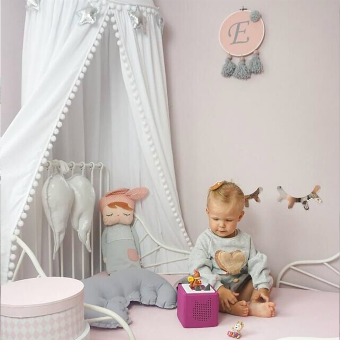 Pompom Bed Canopy - 3 Colours - Jasmine and Jade Interiors