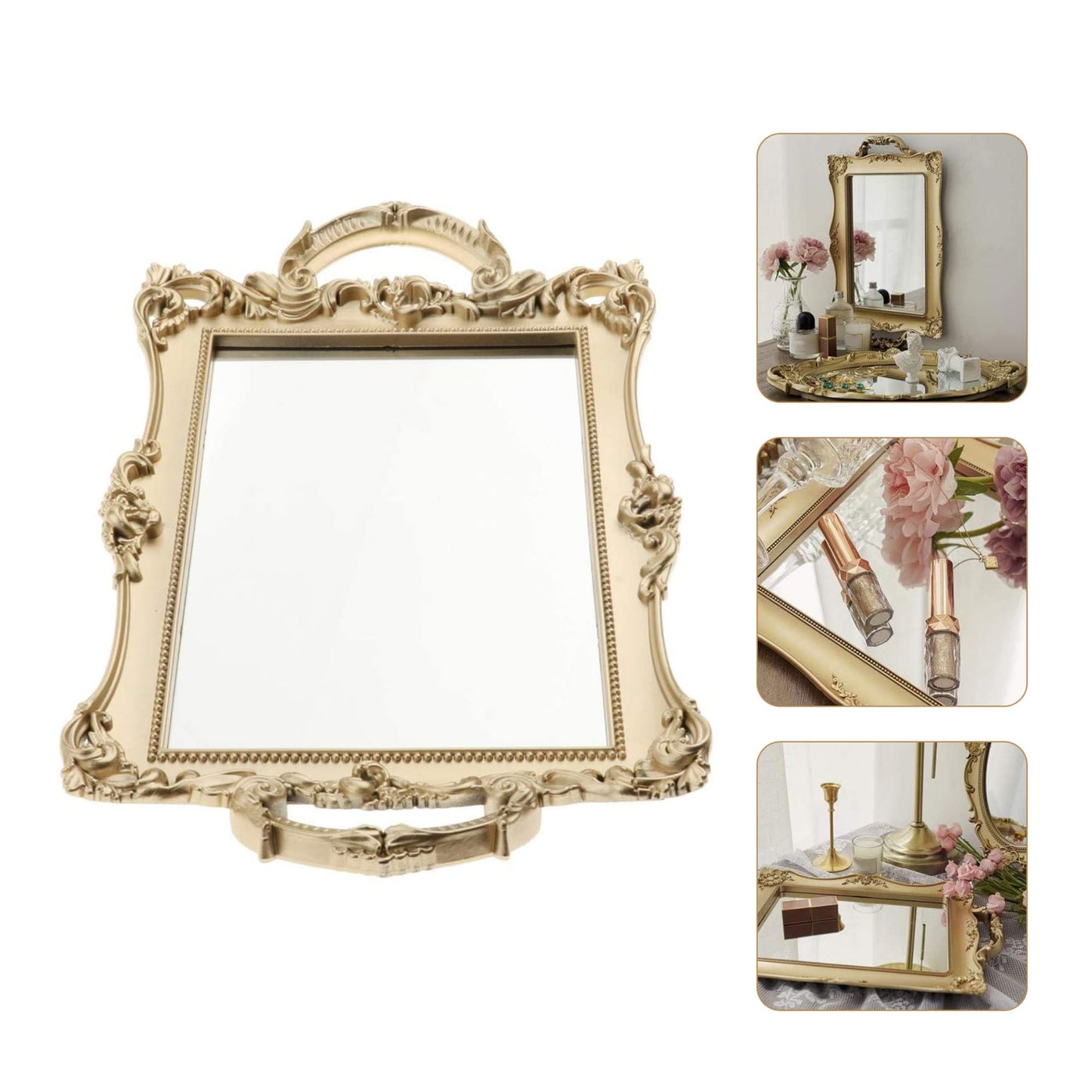 Golden Mirror Vanity Tray - 2 Sizes - Jasmine and Jade Interiors