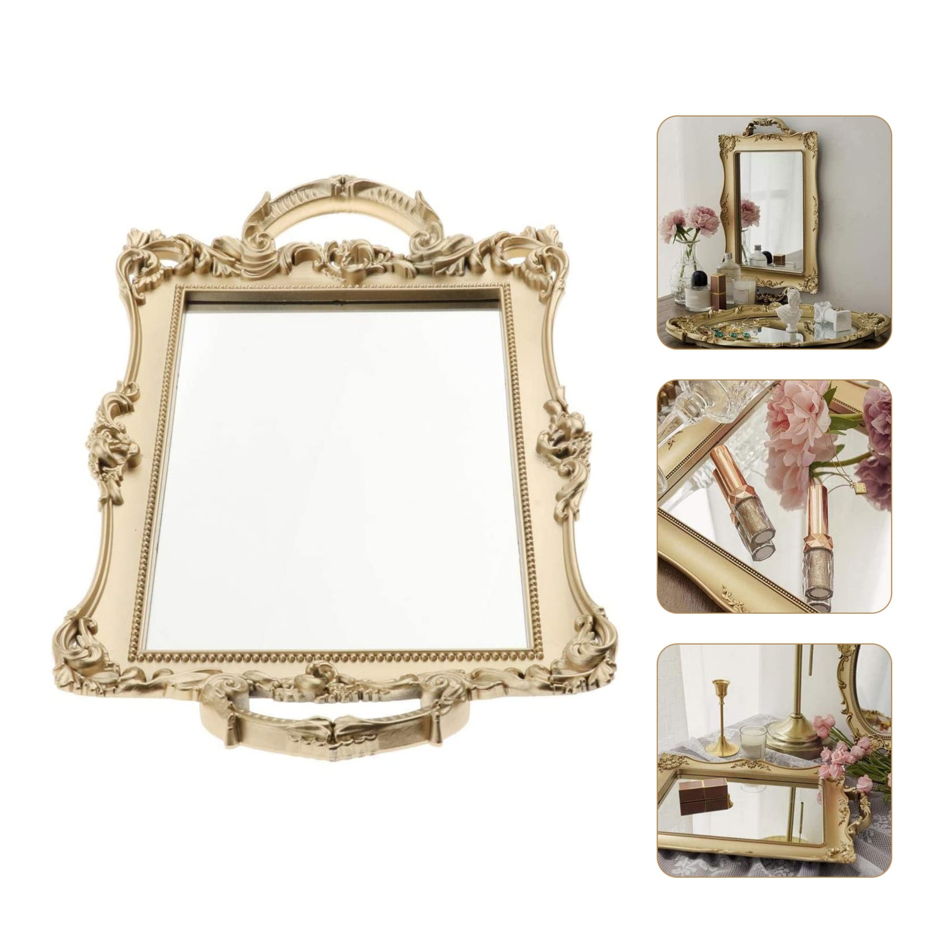 Golden Mirror Vanity Tray - 2 Sizes - Jasmine and Jade Interiors